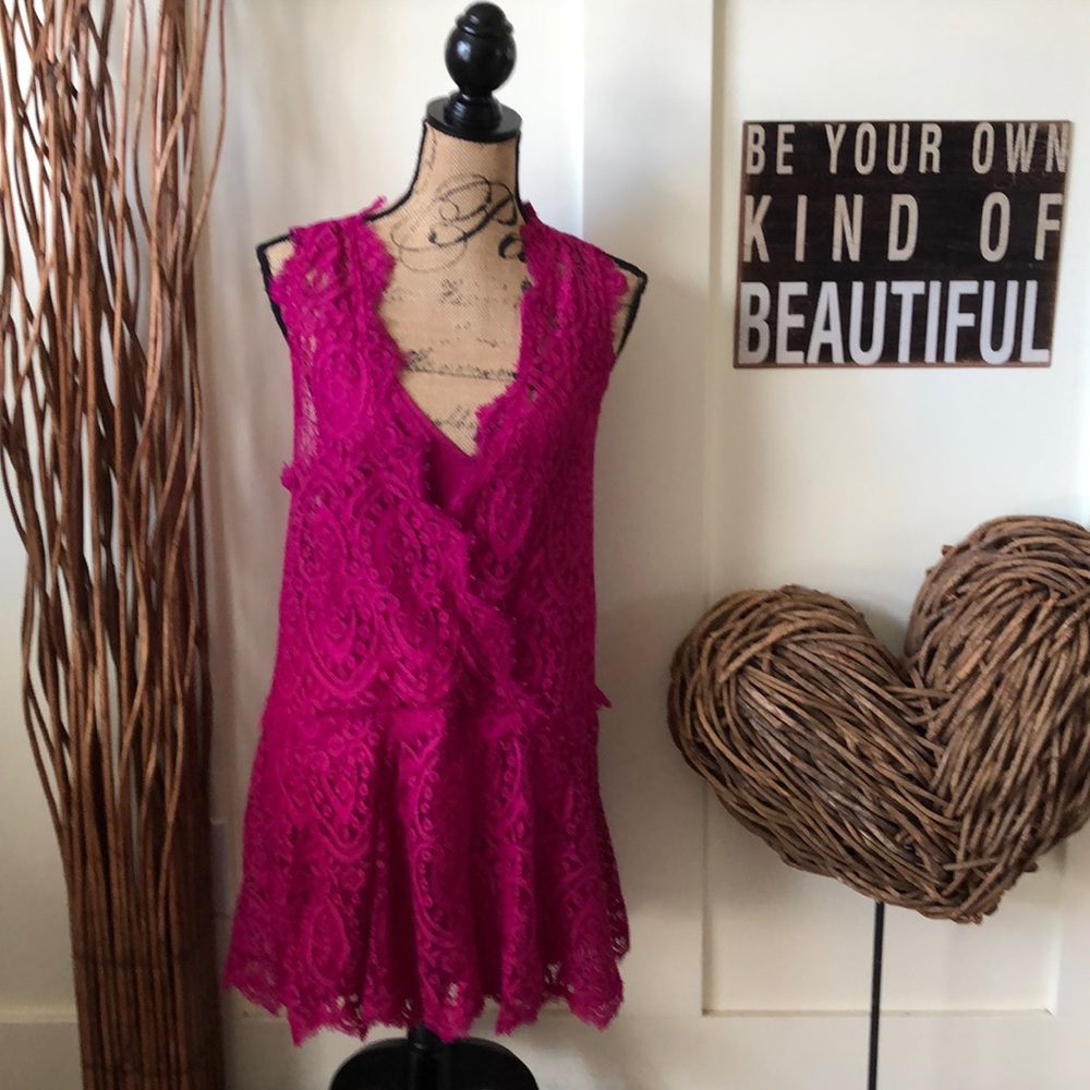 Free People Heart in Two Orchid lace mini dress